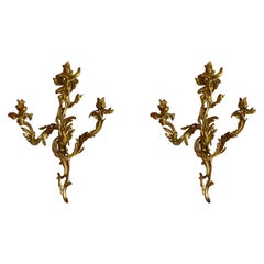 French Gilt Bronze Pair of Sconces