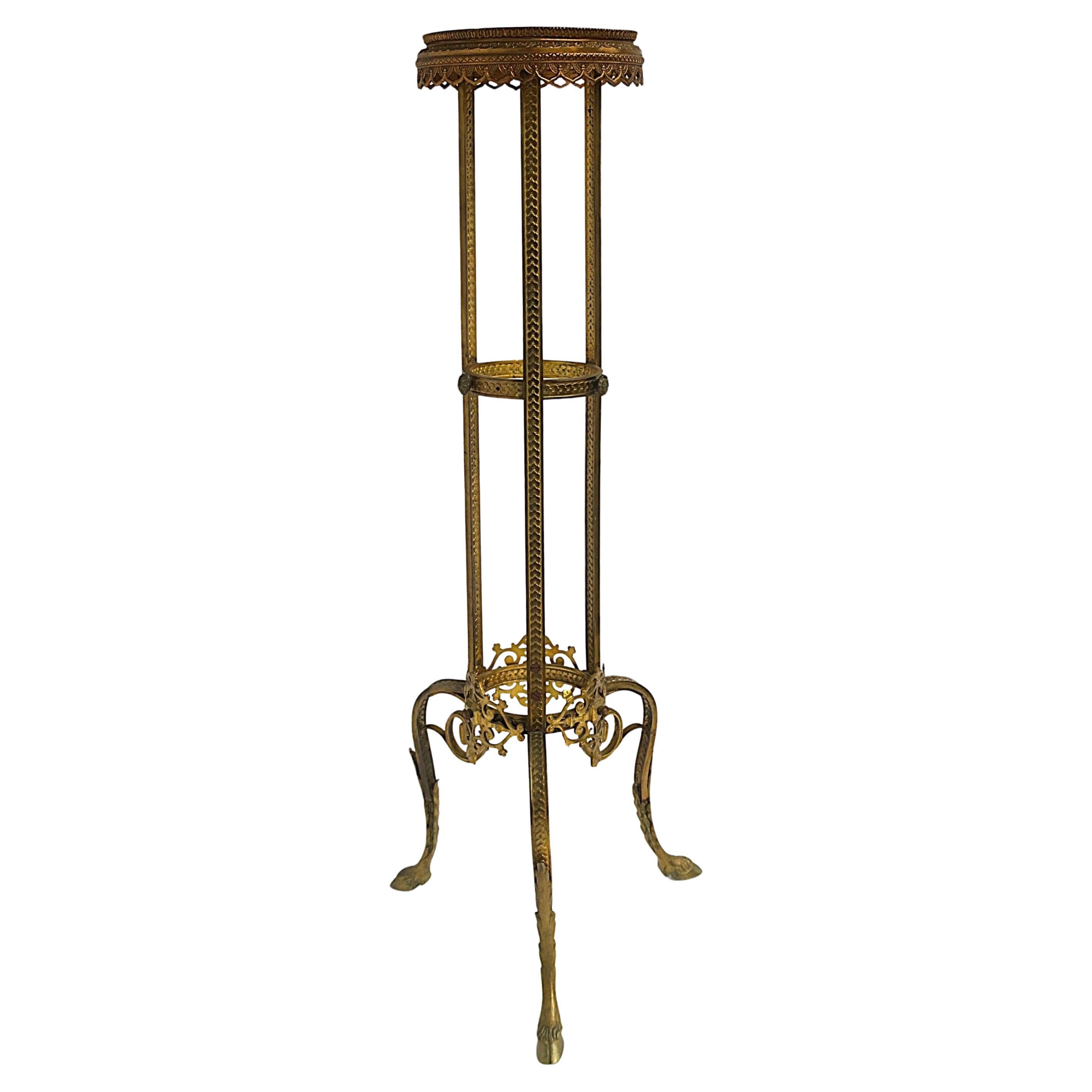 The Pedestal Plant Stand en bronze doré de style Empire