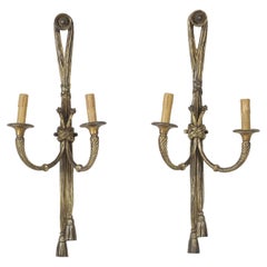 French Gilt Bronze Sconces Exceptionally Fine Pair late 1800's Louis XVI style