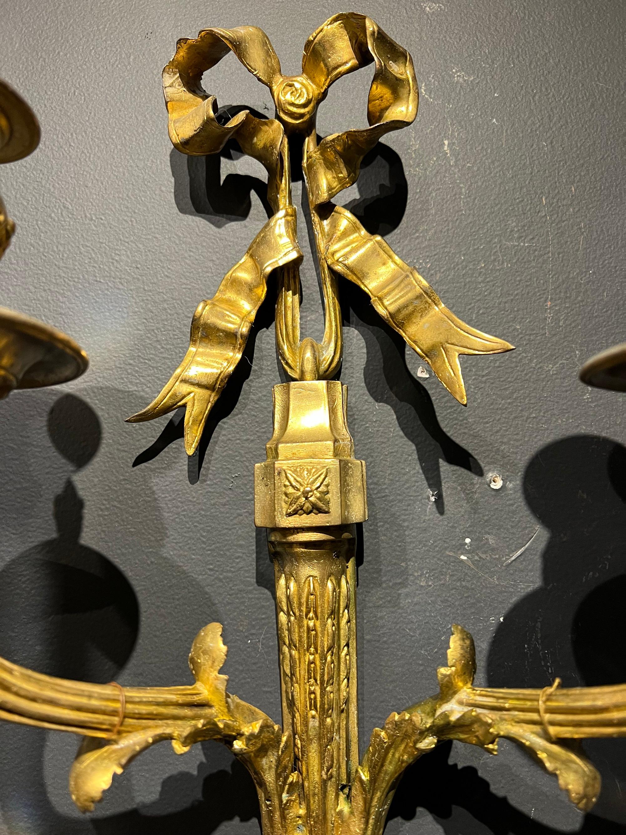 Unknown Pair of French Gilt Bronze Sconces