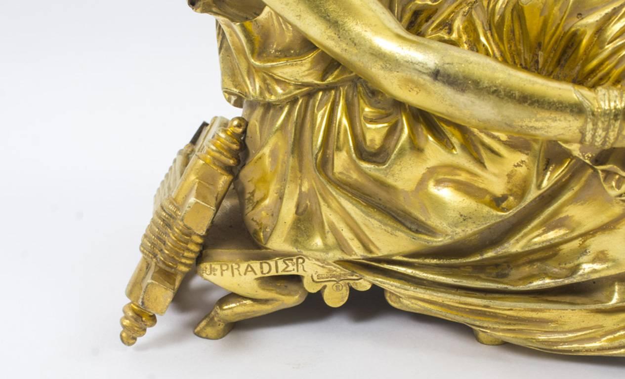 Sculpture française en bronze doré représentant la poétesse Sappho assise:: J. Pradier:: XIXe siècle 2