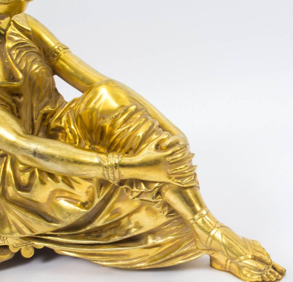 French Gilt Bronze Sculpture of the Seated Poet Sappho, J. Pradier, 19th Century In Excellent Condition In London, GB