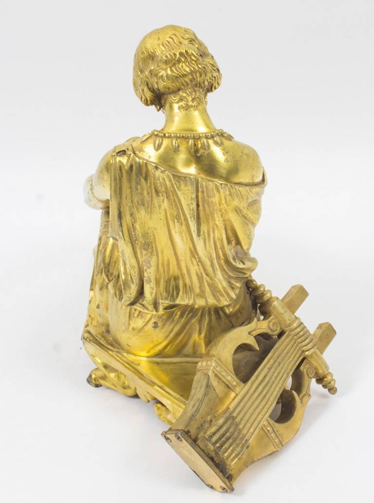 French Gilt Bronze Sculpture of the Seated Poet Sappho, J. Pradier, 19th Century 2