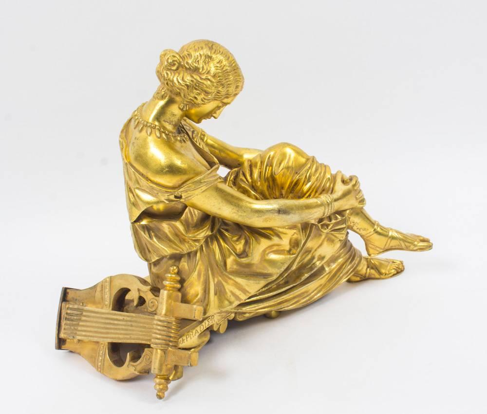 French Gilt Bronze Sculpture of the Seated Poet Sappho, J. Pradier, 19th Century 6