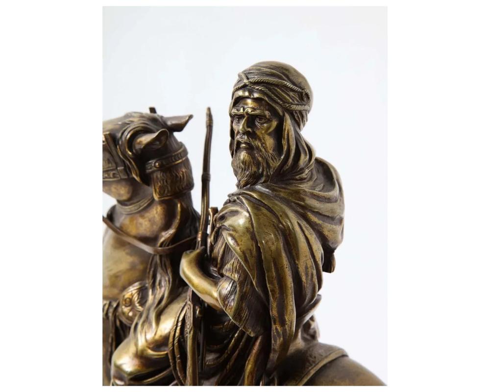 French Gilt Bronze Sculpture of an Arab Riding a Horse, A. De Gericke 8