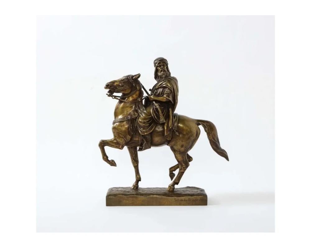 19th Century French Gilt Bronze Sculpture of an Arab Riding a Horse, A. De Gericke