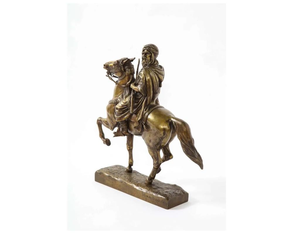 French Gilt Bronze Sculpture of an Arab Riding a Horse, A. De Gericke 1