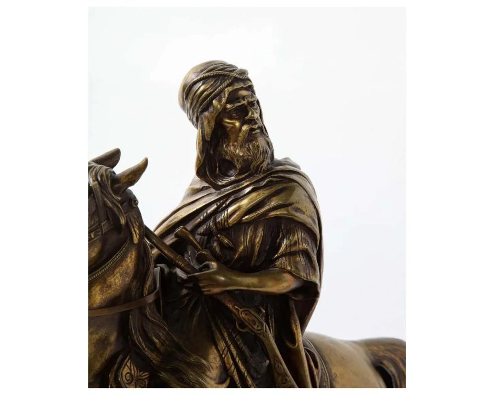French Gilt Bronze Sculpture of an Arab Riding a Horse, A. De Gericke 2