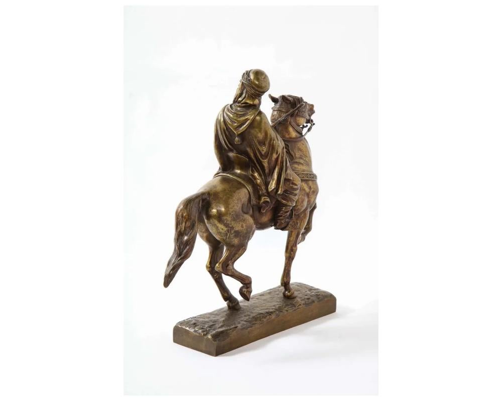 French Gilt Bronze Sculpture of an Arab Riding a Horse, A. De Gericke 3