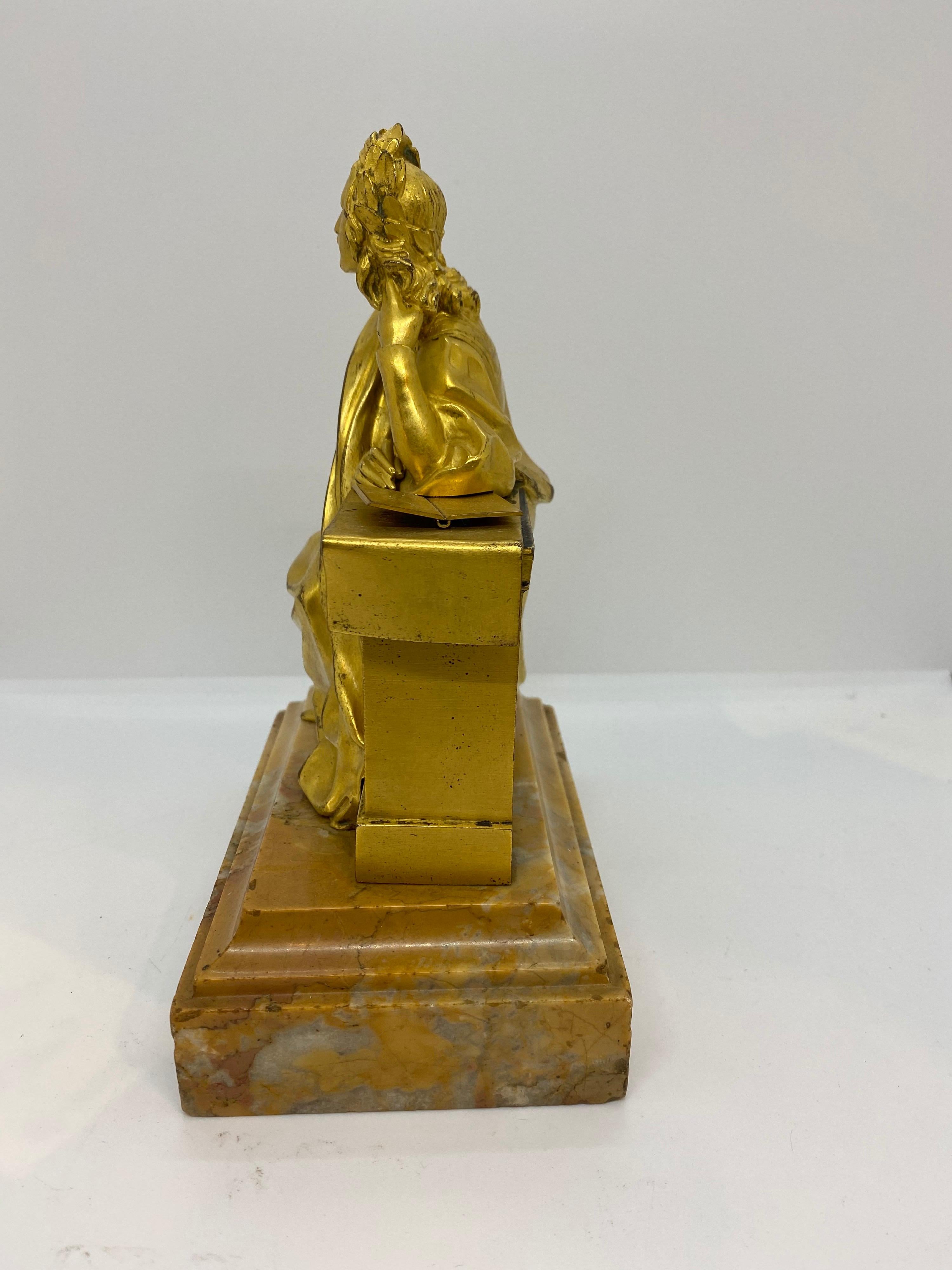 Neoclassical French Gilt Bronze Seated Figure For Sale