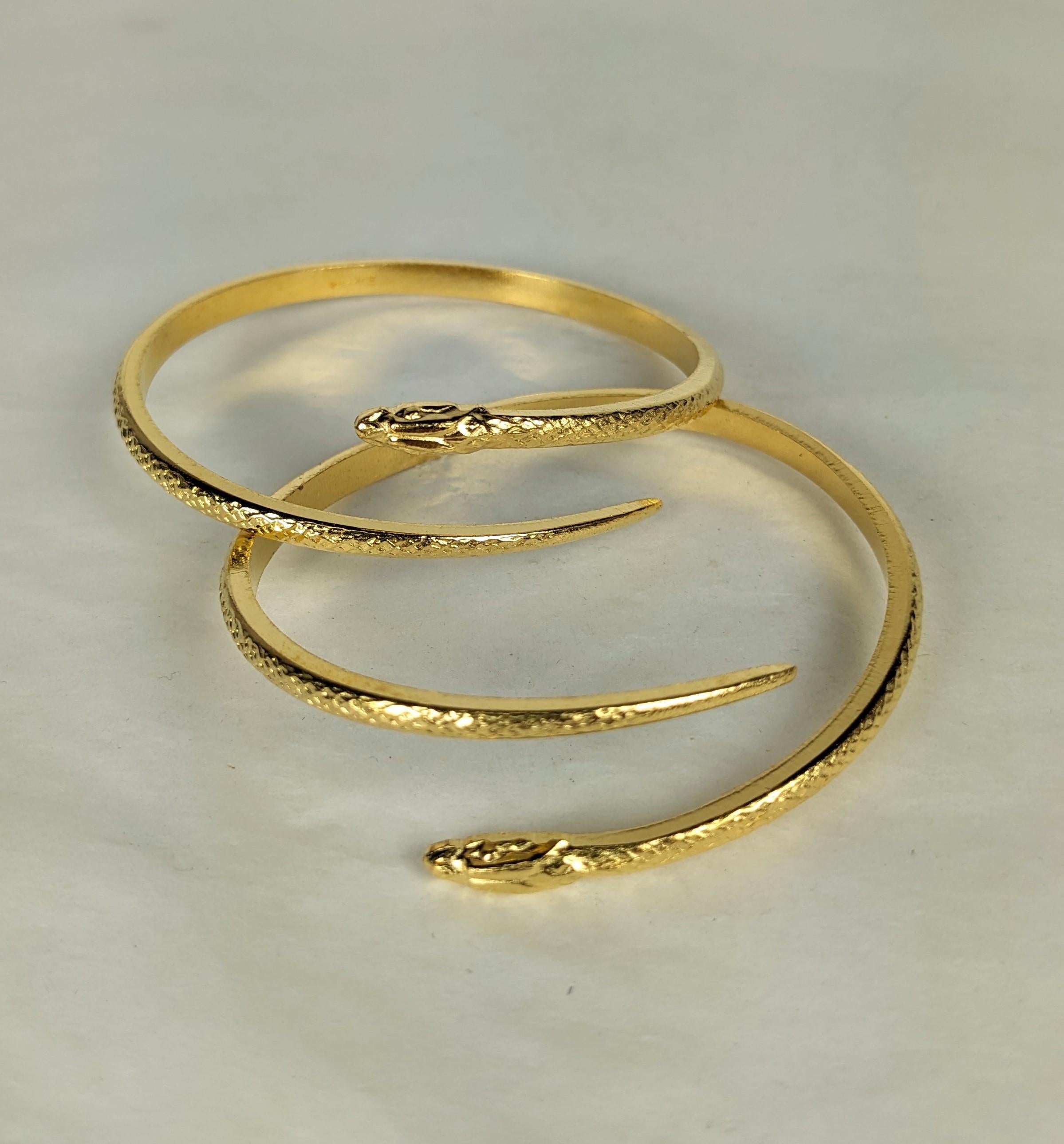 French Gilt Bronze Snake Bangles In Excellent Condition For Sale In New York, NY