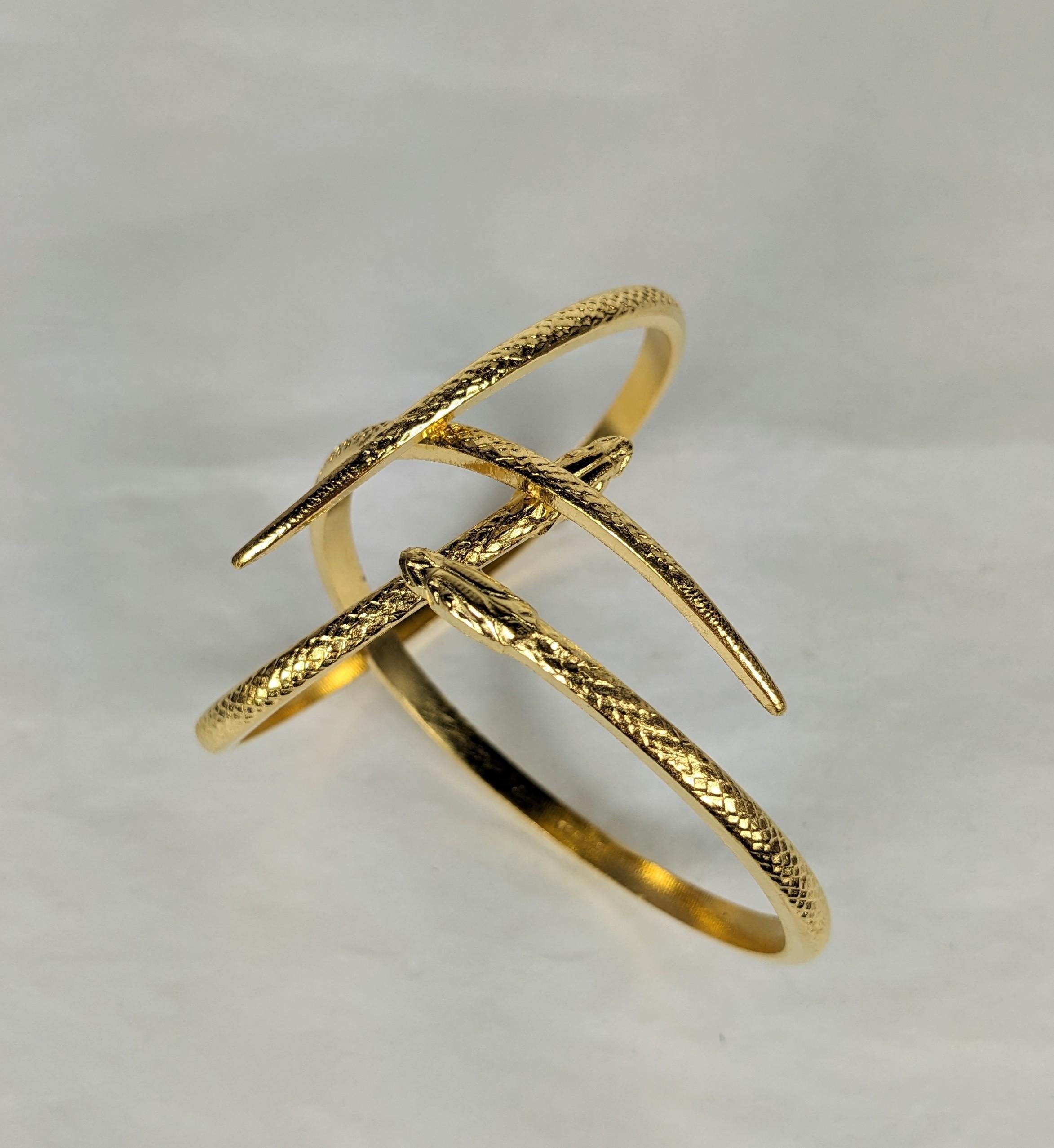 Bracelets serpent en bronze doré français en vente 2
