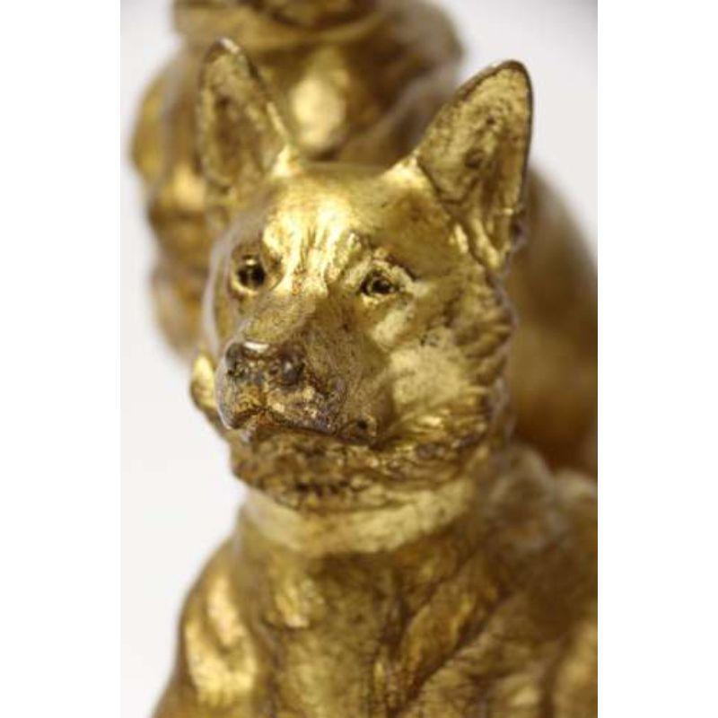 French Gilt Bronze Study of Two German Shepherd Dogs by Louis Riche, circa 1910 In Good Condition For Sale In Central England, GB