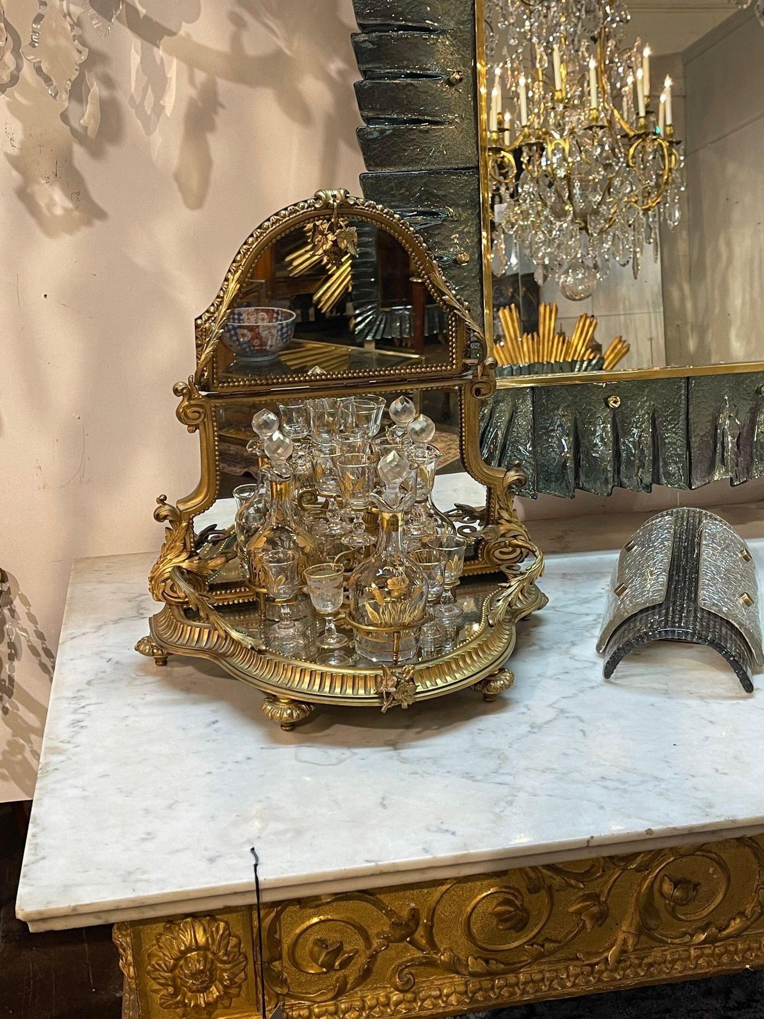 French Gilt Bronze Tantalus Set In Good Condition For Sale In Dallas, TX