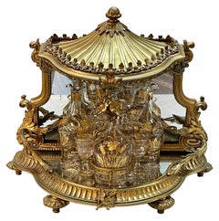 Set Tantalus in bronzo dorato francese