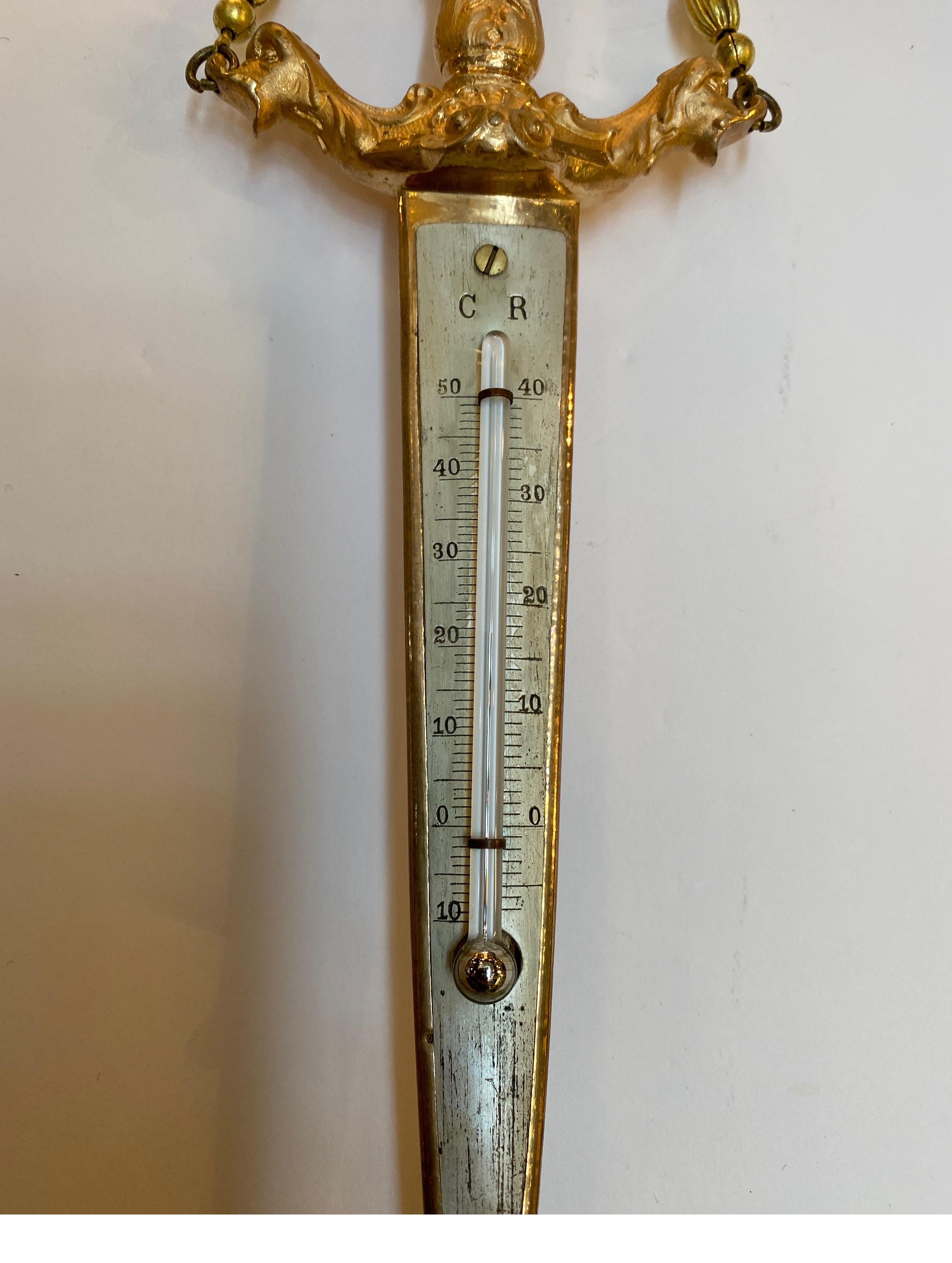 French Gilt Bronze Thermometer 19th Century 7