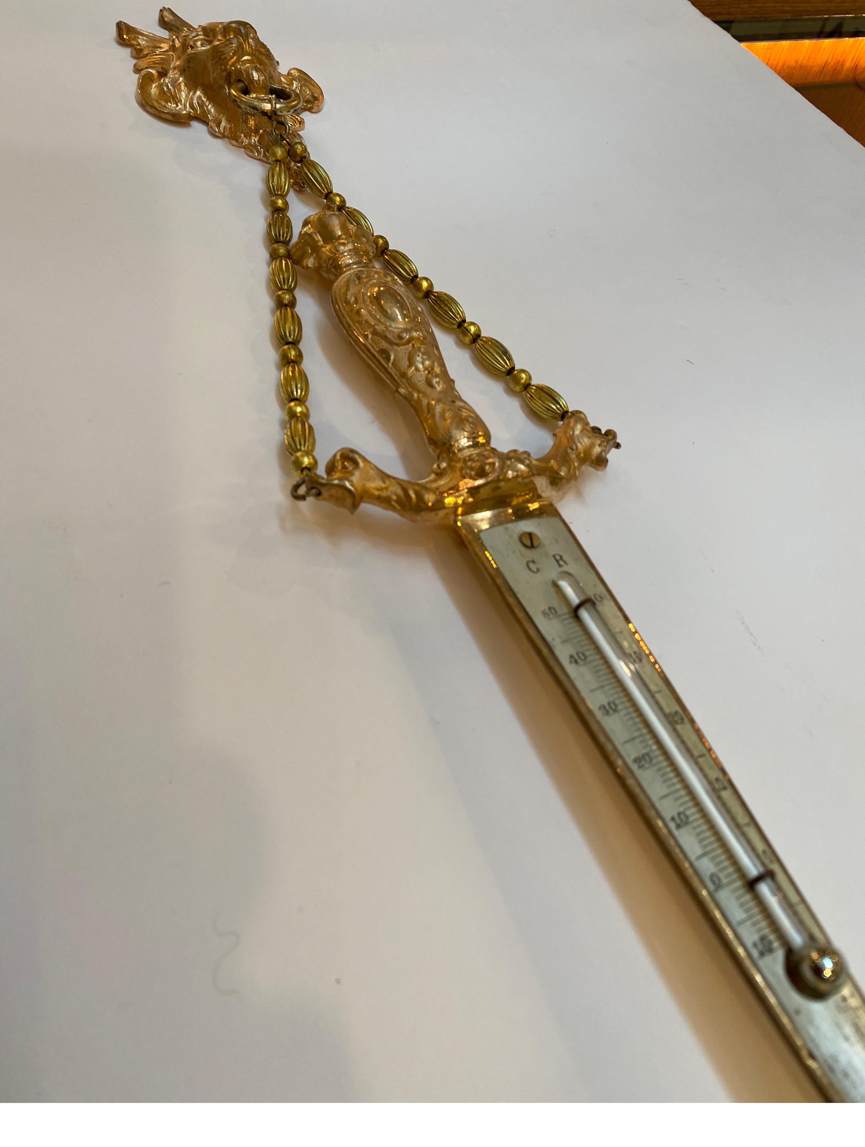 French Gilt Bronze Thermometer 19th Century 3