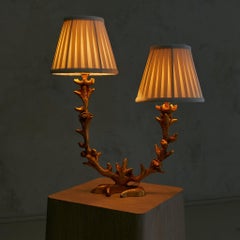French Gilt Bronze Two-Arm Table Lamp by Georges Mathias for Fondica, 1995