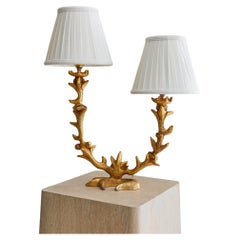 French Gilt Bronze Two-Arm Table Lamp by Georges Mathias for Fondica, 1995