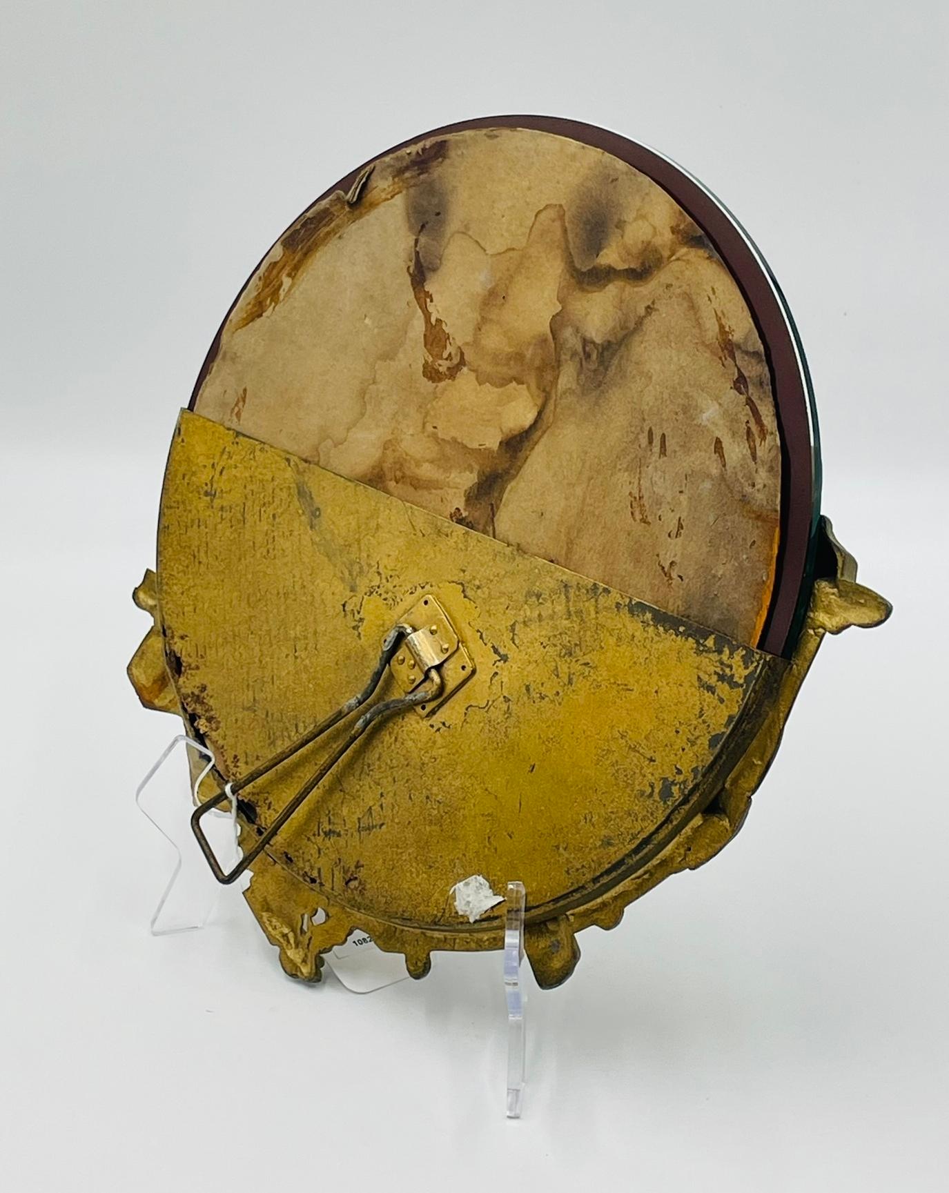 Miroir de courtoisie en bronze doré signé PH Martin, époque victorienne Bon état - En vente à Los Angeles, CA