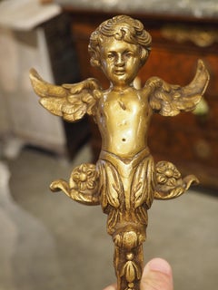 French Gilt Bronze Winged Cherub Door Handle, 20th Century