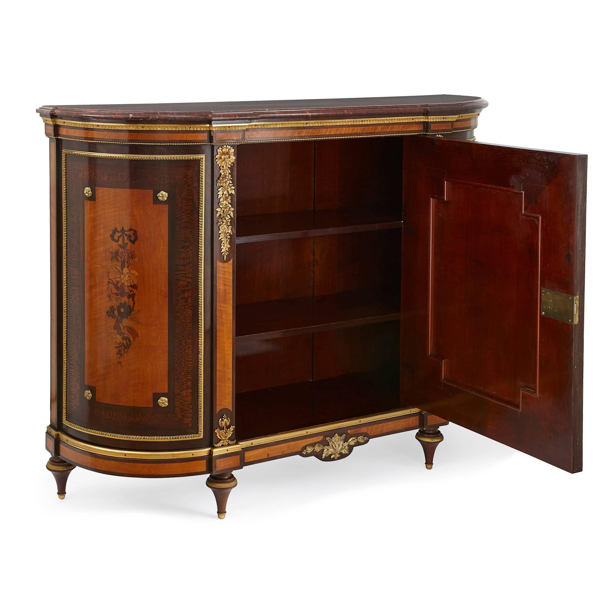 Napoleon III French Gilt Bronze, Marble and Marquetry Cabinet by Gros