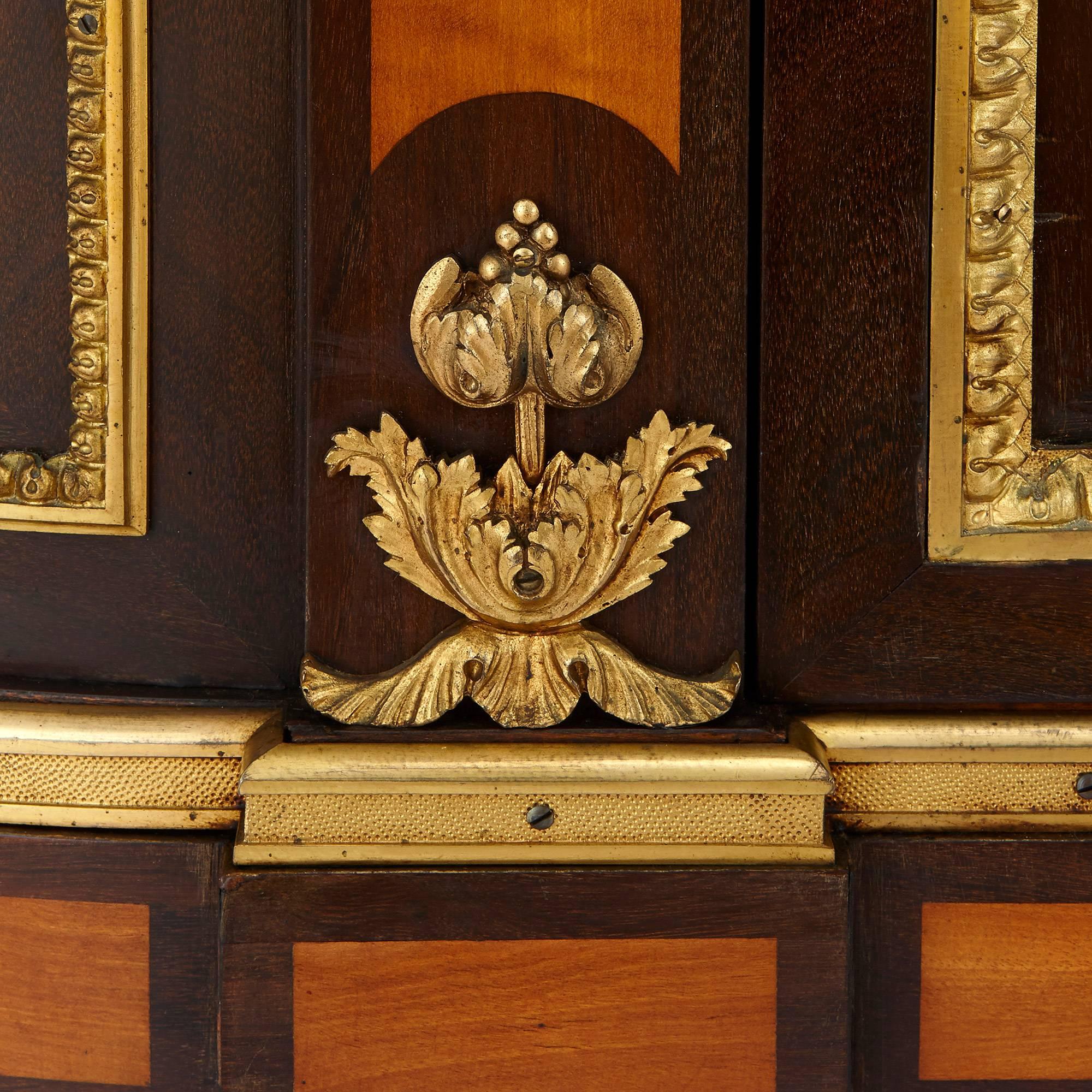 French Gilt Bronze, Marble and Marquetry Cabinet by Gros 1