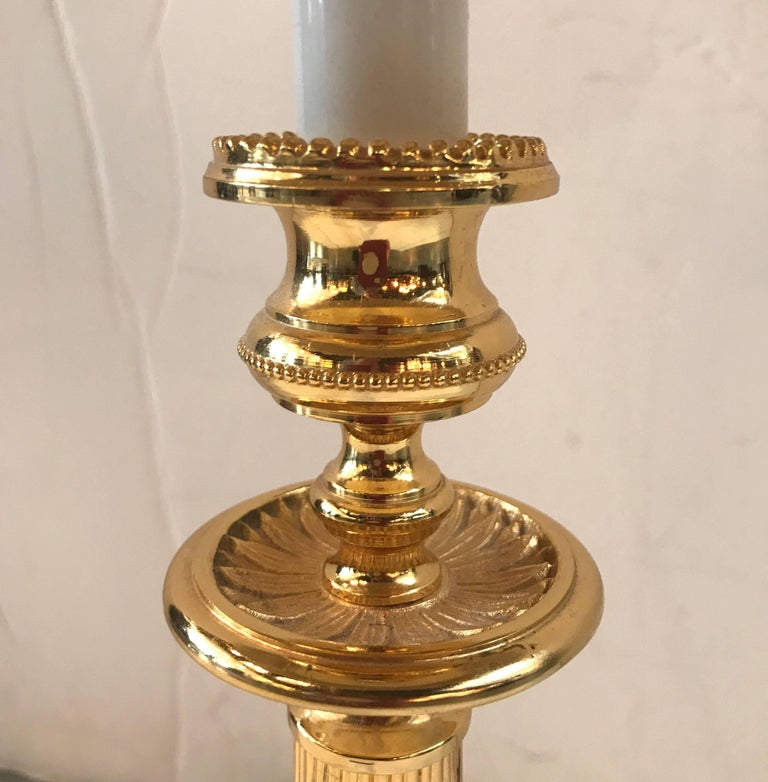 Candlestick Lamp Shades Brass Candlestick Buffet Lamp with Faux Snake Skin Lamp Shade | EBTH