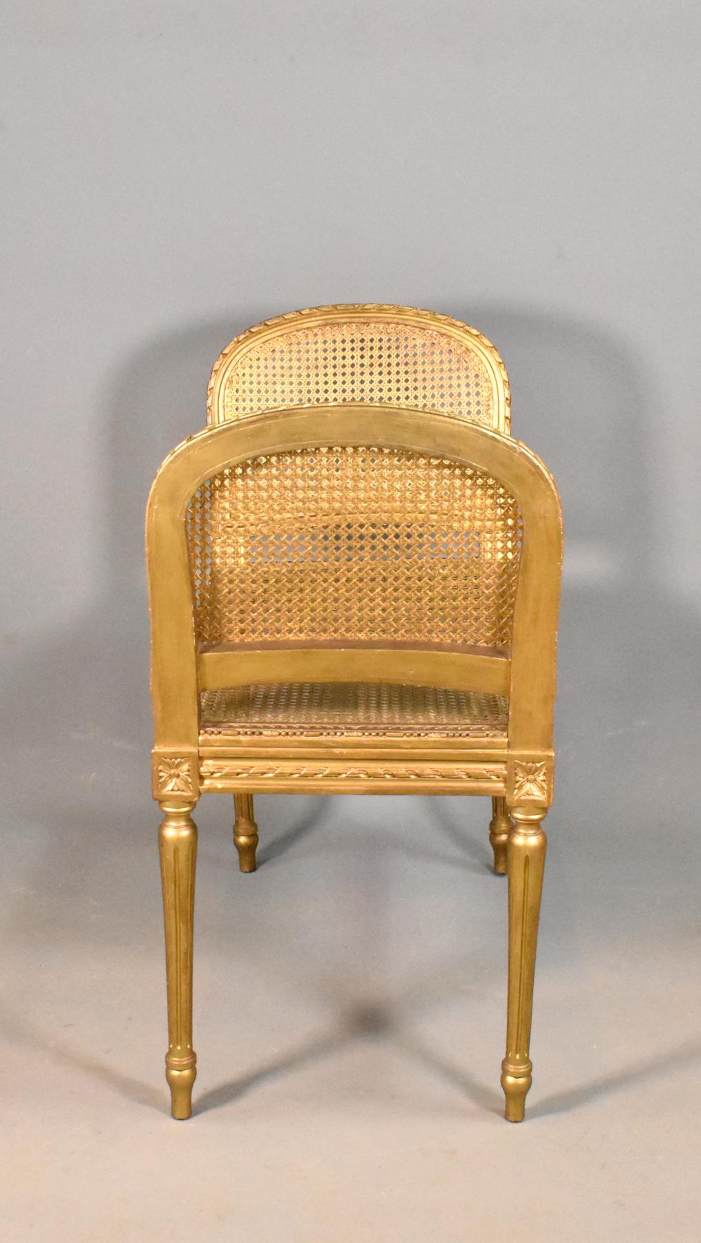 French Gilt Cane bench Louis XVI Style 5