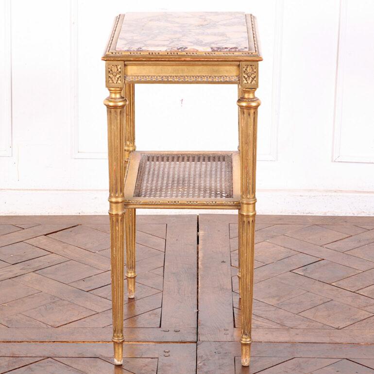 French Gilt + Carved Louis XVI Side Table 1