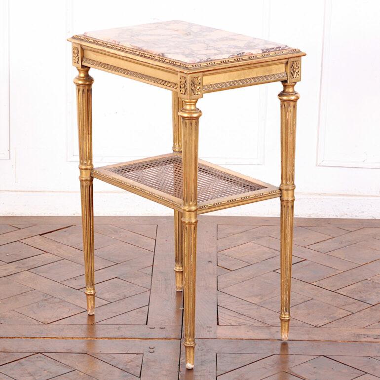 French Gilt + Carved Louis XVI Side Table 2