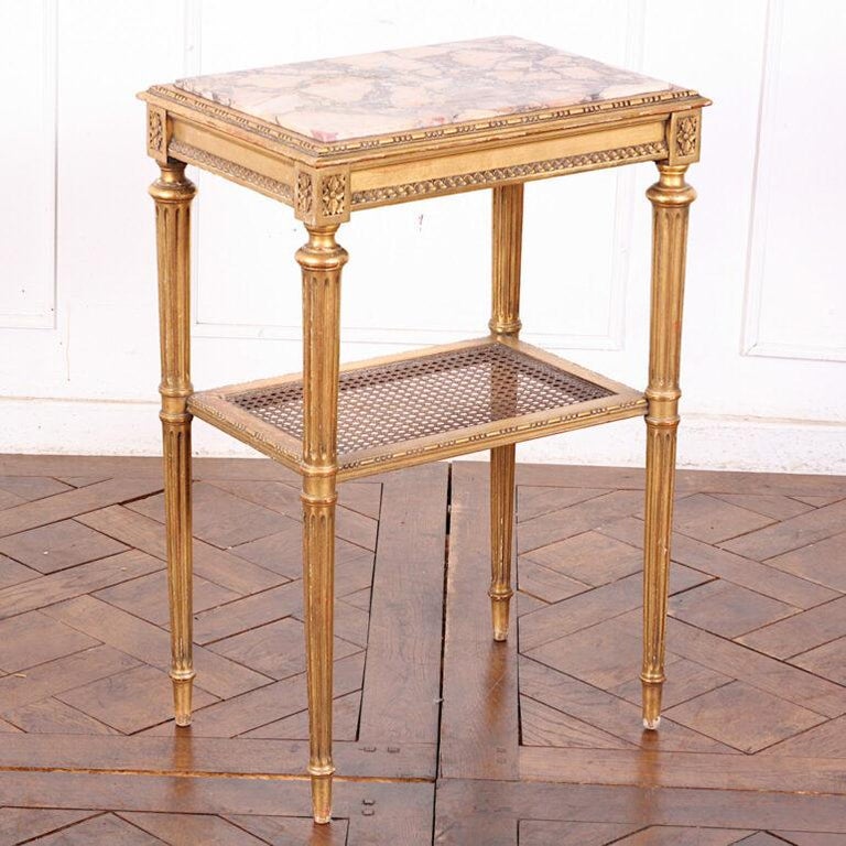 French Gilt + Carved Louis XVI Side Table For Sale at 1stDibs