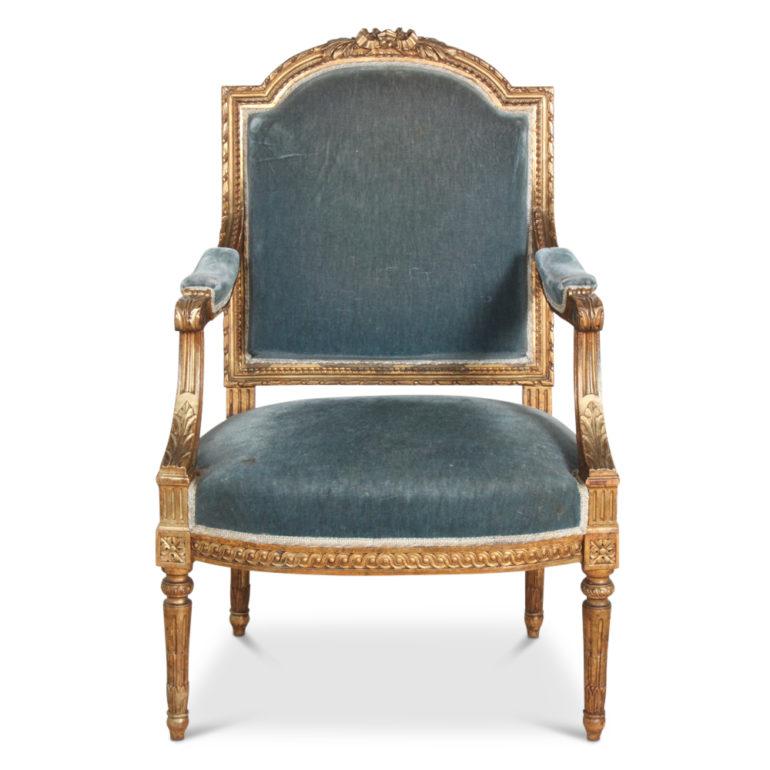 19th Century French Gilt Carved Louis XVI-Style Salon Suite