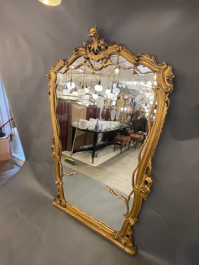French Gilt Carved Wood Floral Wall / Mantel Mirror 5