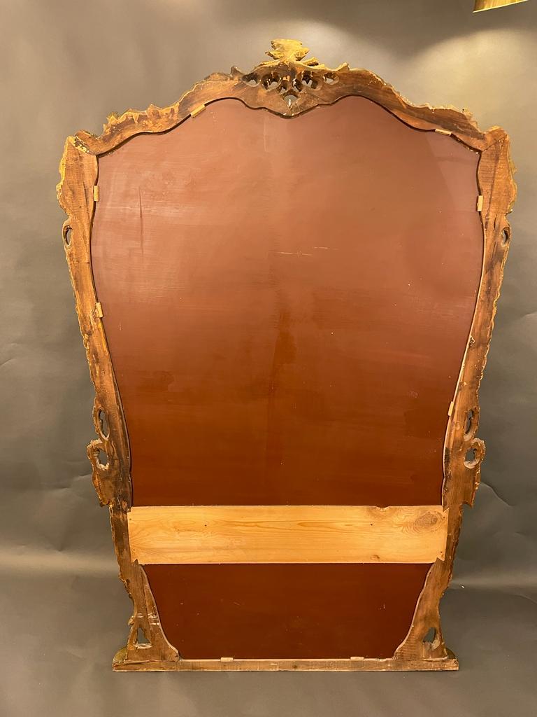 French Gilt Carved Wood Floral Wall / Mantel Mirror 7