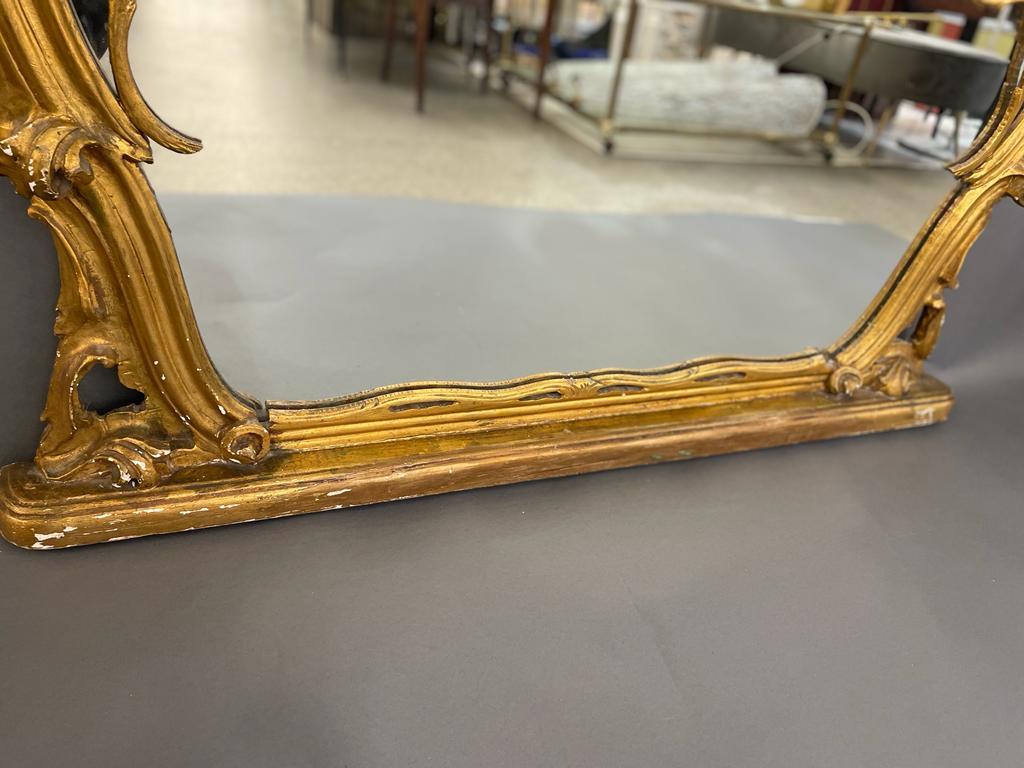 French Gilt Carved Wood Floral Wall / Mantel Mirror 3