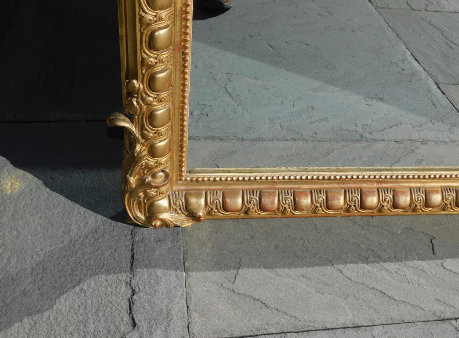French Gilt Carved Wood & Gesso Foliage Cartouche Wall Mirror, Circa 1800 For Sale 2