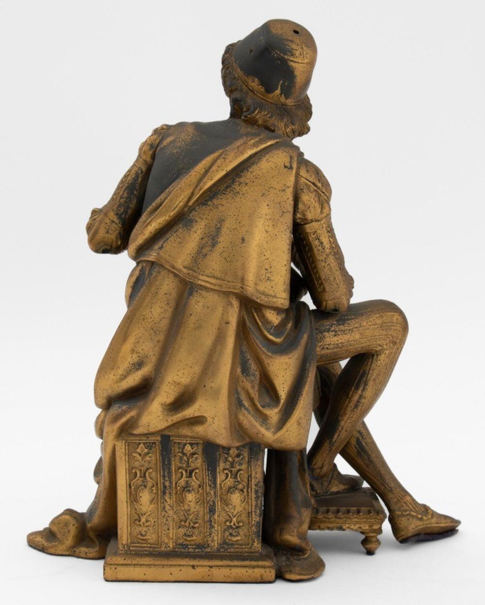 20th Century French Gilt Cast Metal Lute Player For Sale