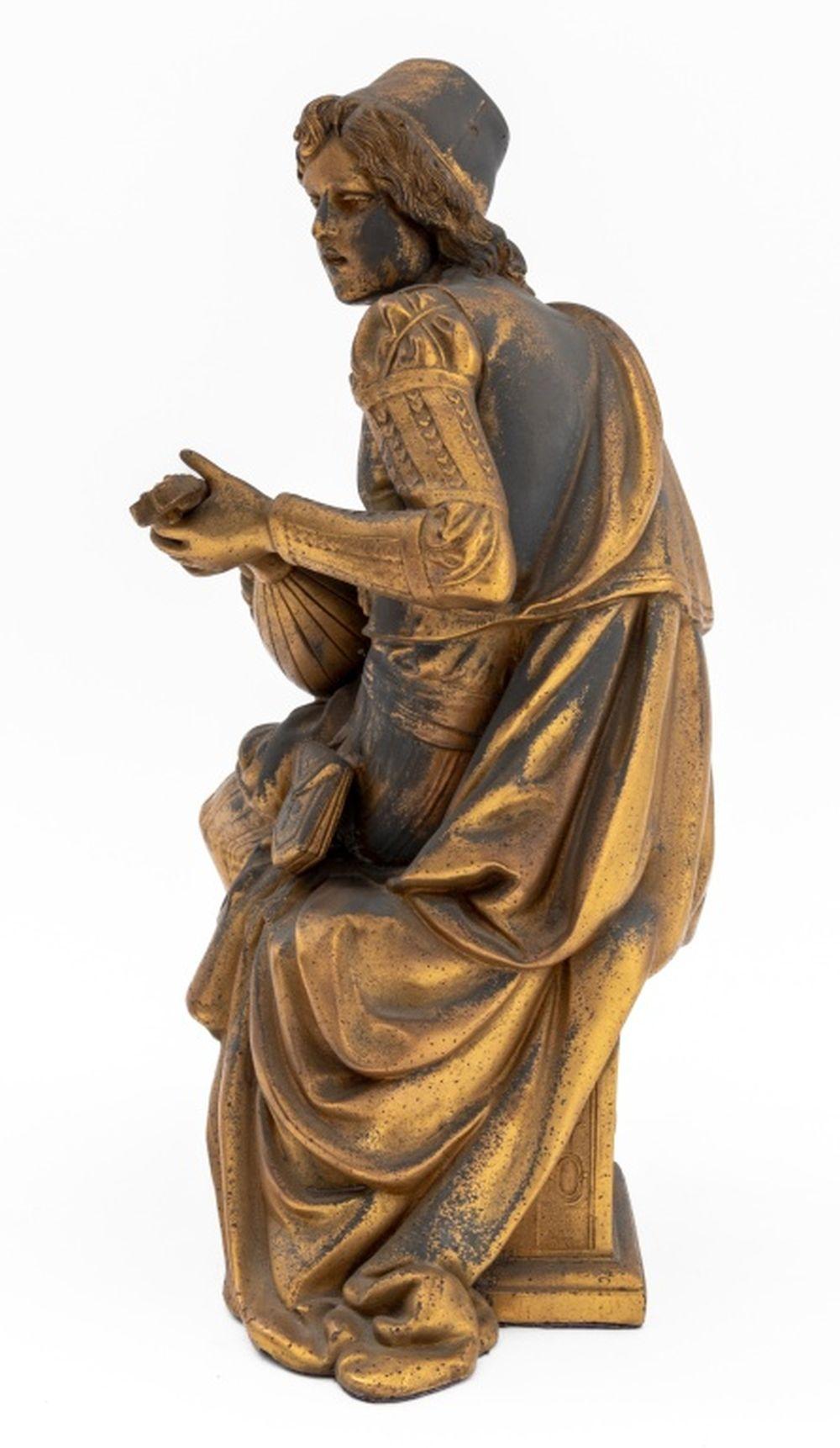 French Gilt Cast Metal Lute Player For Sale 1