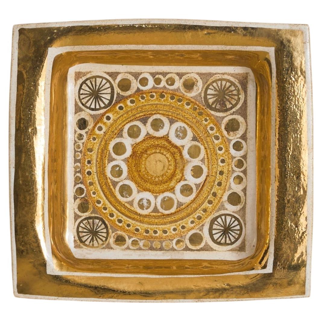 Französisches Keramiktablett mit Goldverzierung von Georges Pelletier, 1970er Jahre
