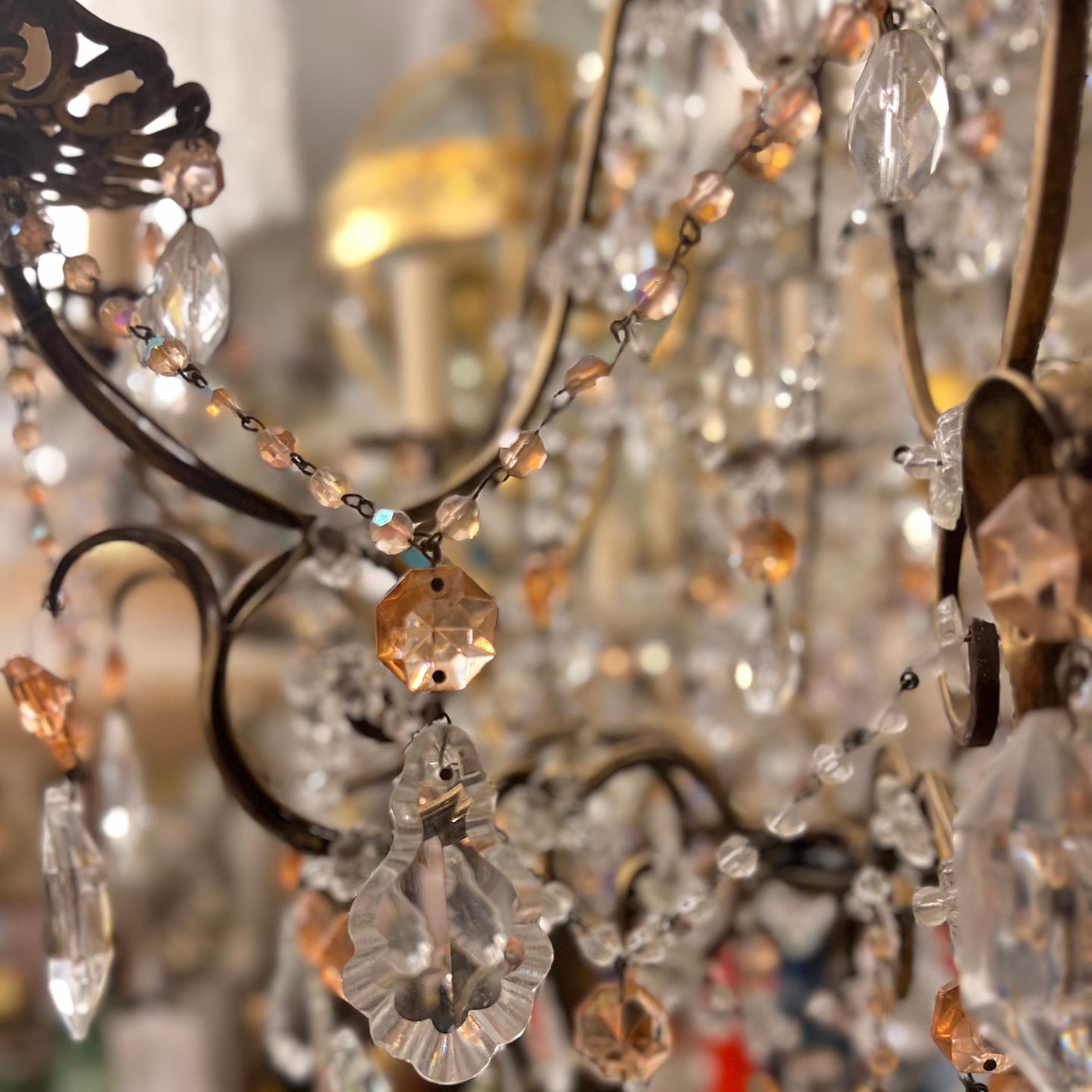 French Gilt Chandelier with Crystals For Sale 3