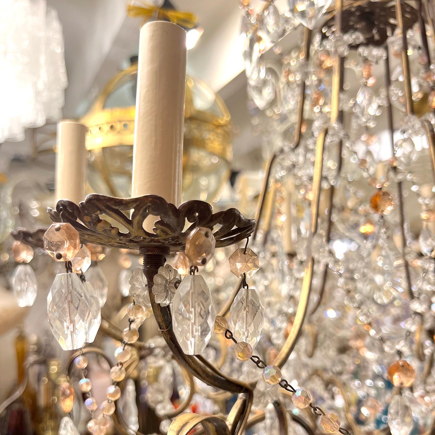 French Gilt Chandelier with Crystals For Sale 4
