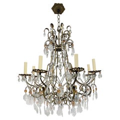 French Gilt Chandelier with Crystals
