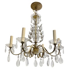 French Gilt Chandelier with Glass Leaves