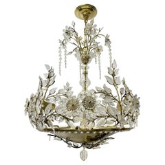 French Gilt Chandelier with Molded Glass Leaves