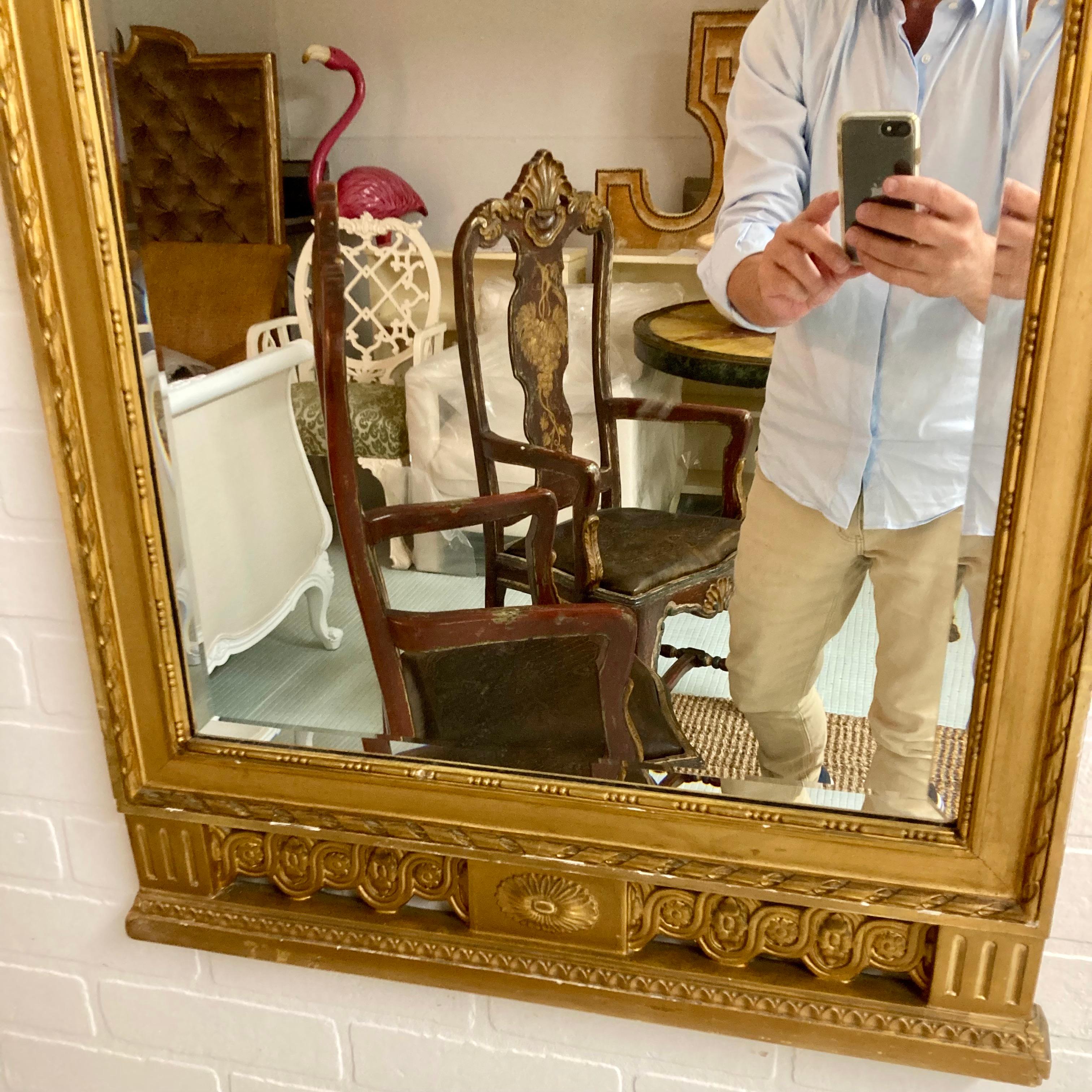 19th Century French Gilt Classical Mirror With Wedgewood Style Plaque For Sale