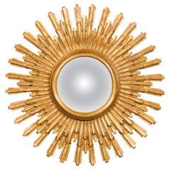 French Gilt Composition Sunburst with Convex Mirror, circa 1960-1970