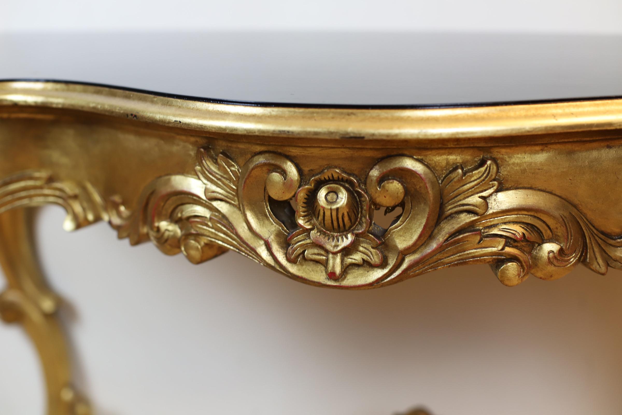 French Gilt Console Table - Louis XVI Carved Furniture For Sale 4