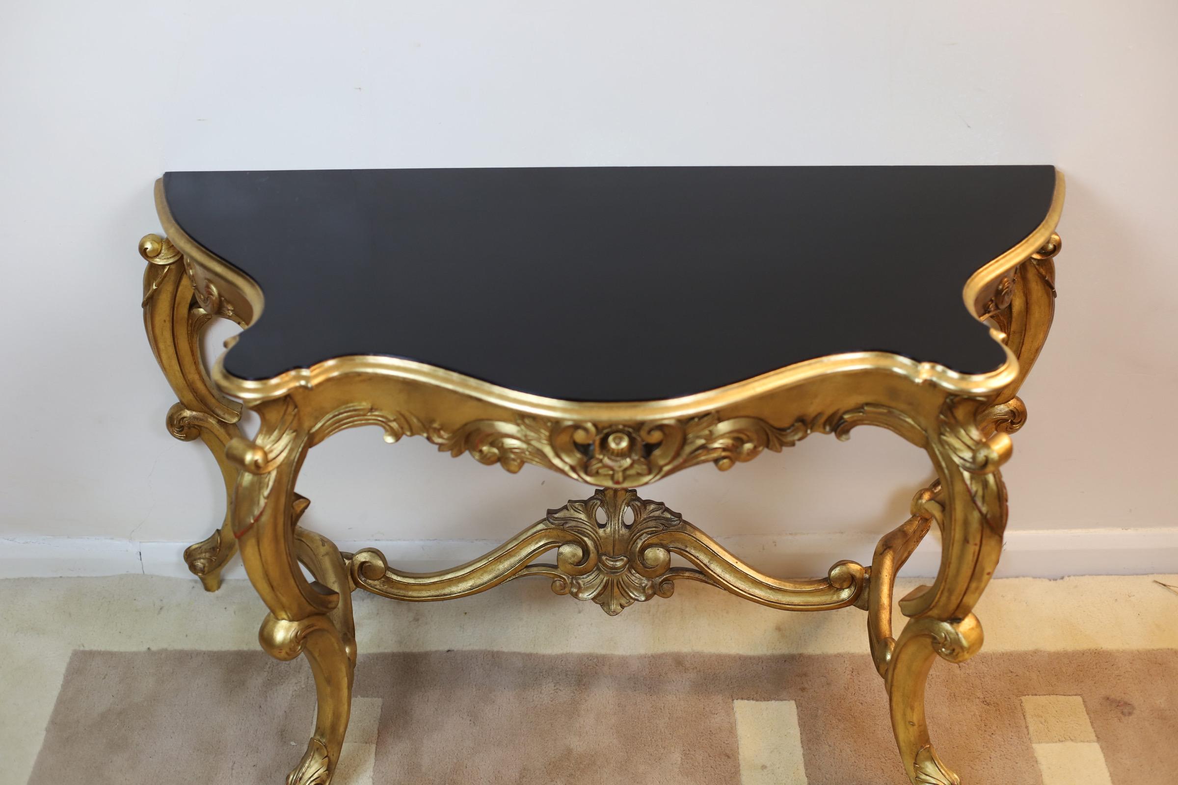 French Gilt Console Table - Louis XVI Carved Furniture For Sale 8