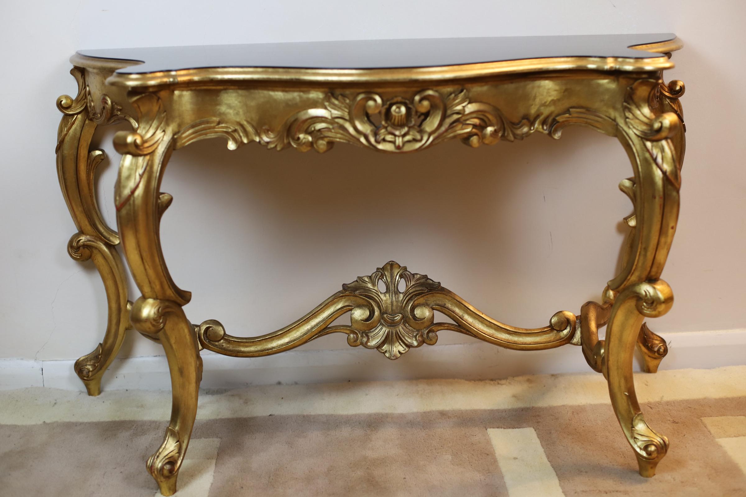 French Gilt Console Table - Louis XVI Carved Furniture For Sale 9